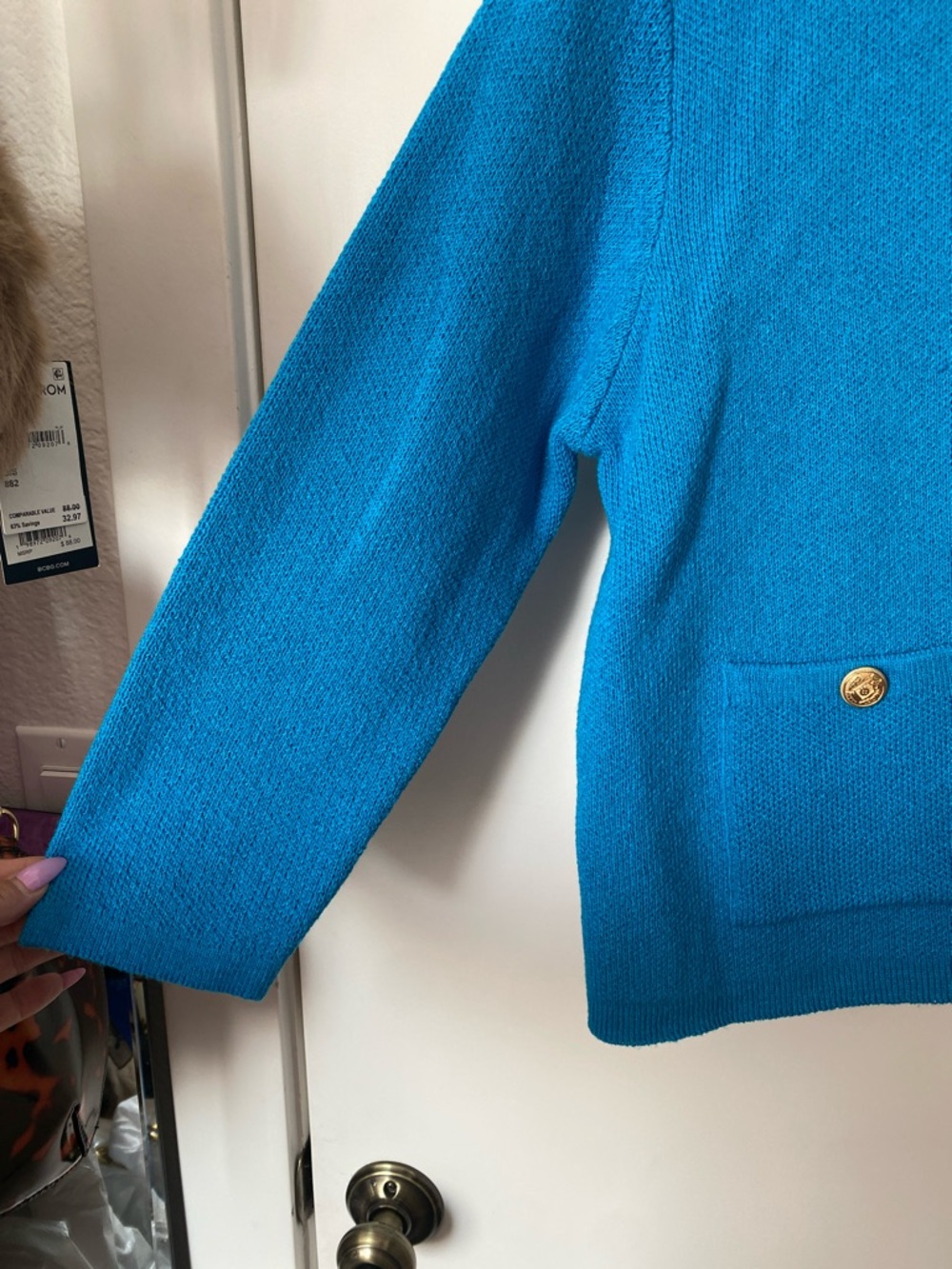 ZARA Bright Blue Gold-Button Knit Cardigan NWT ✨🩵 - Picture 5 of 6